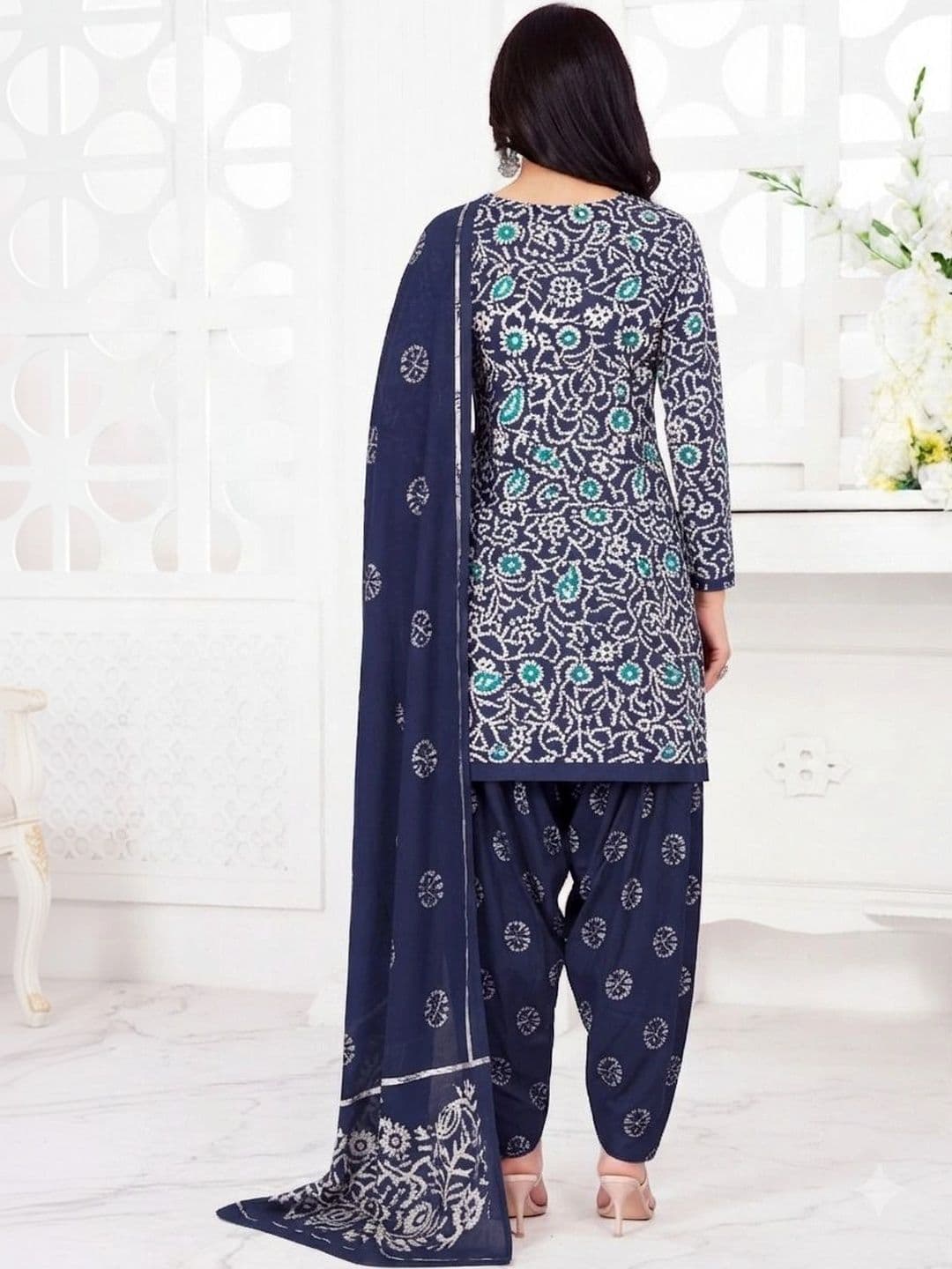 shree jeenmata collection Printed Pure Cotton Unstitched Dress Material thumbnail 5