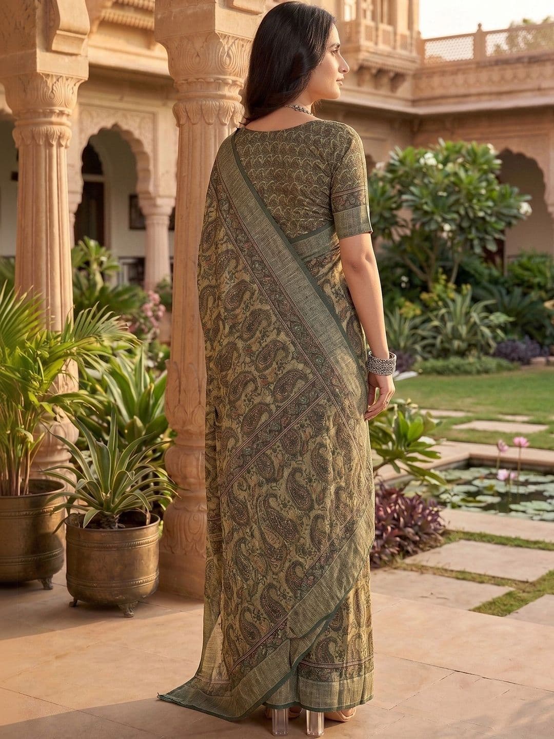 elora Paisley Fusion Chanderi Saree thumbnail 5