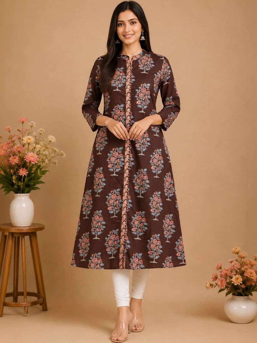 Araaha Women Floral Printed Thread Work Floral Kurta - view 1
