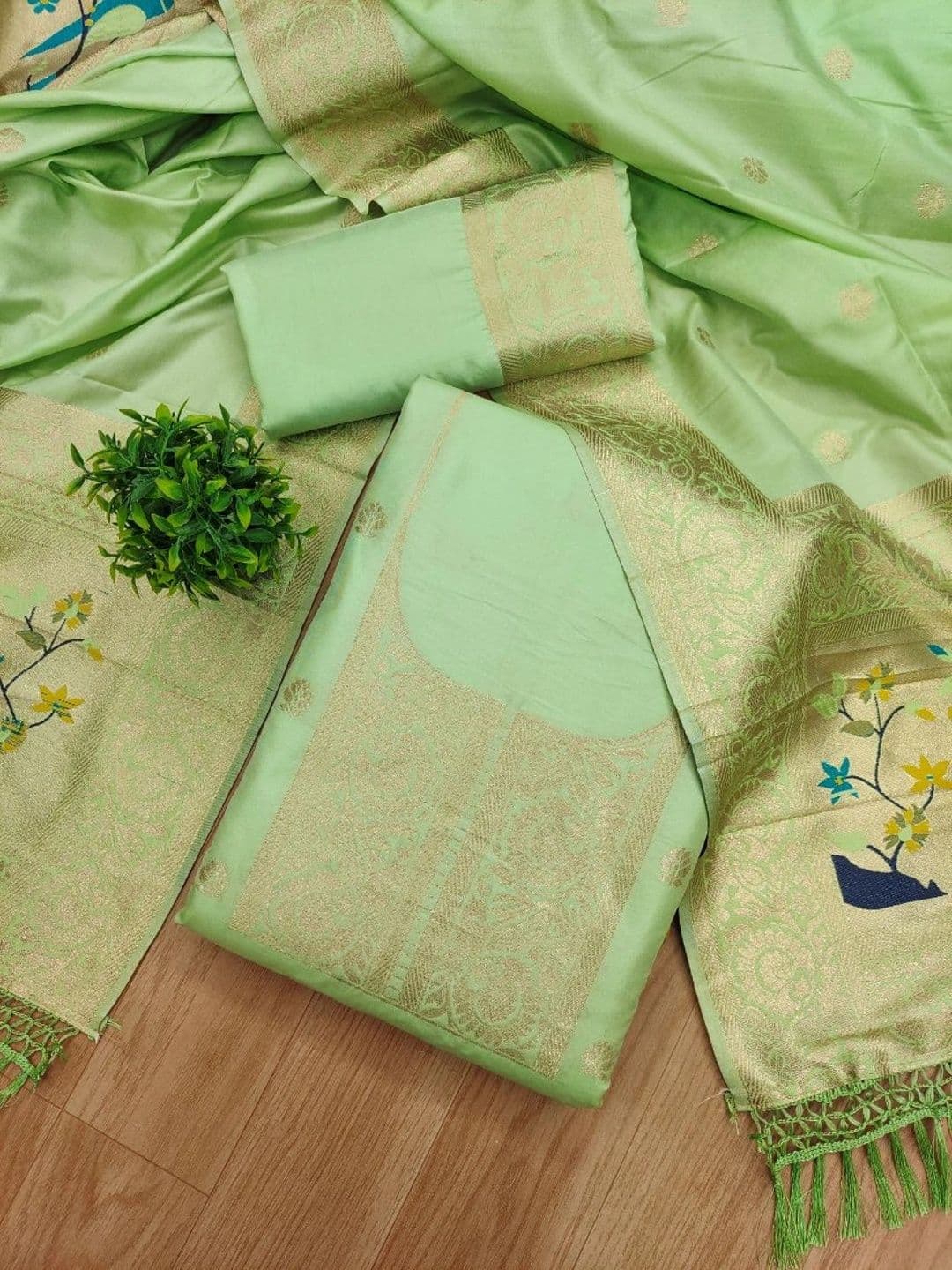 KALINI Pure Silk Unstitched Dress Material - view 1
