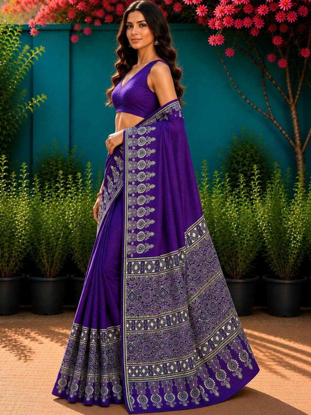 Anouk Ethnic Motifs Embroidered Art Silk Designer Saree thumbnail 2