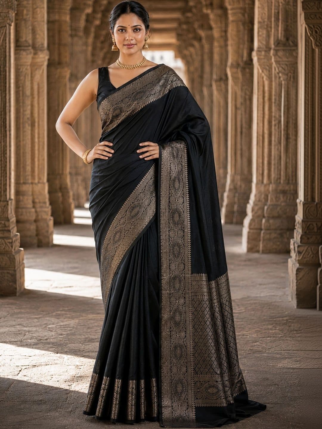 Mitera Woven Design Zari Silk Blend Designer Banarasi Saree thumbnail 3