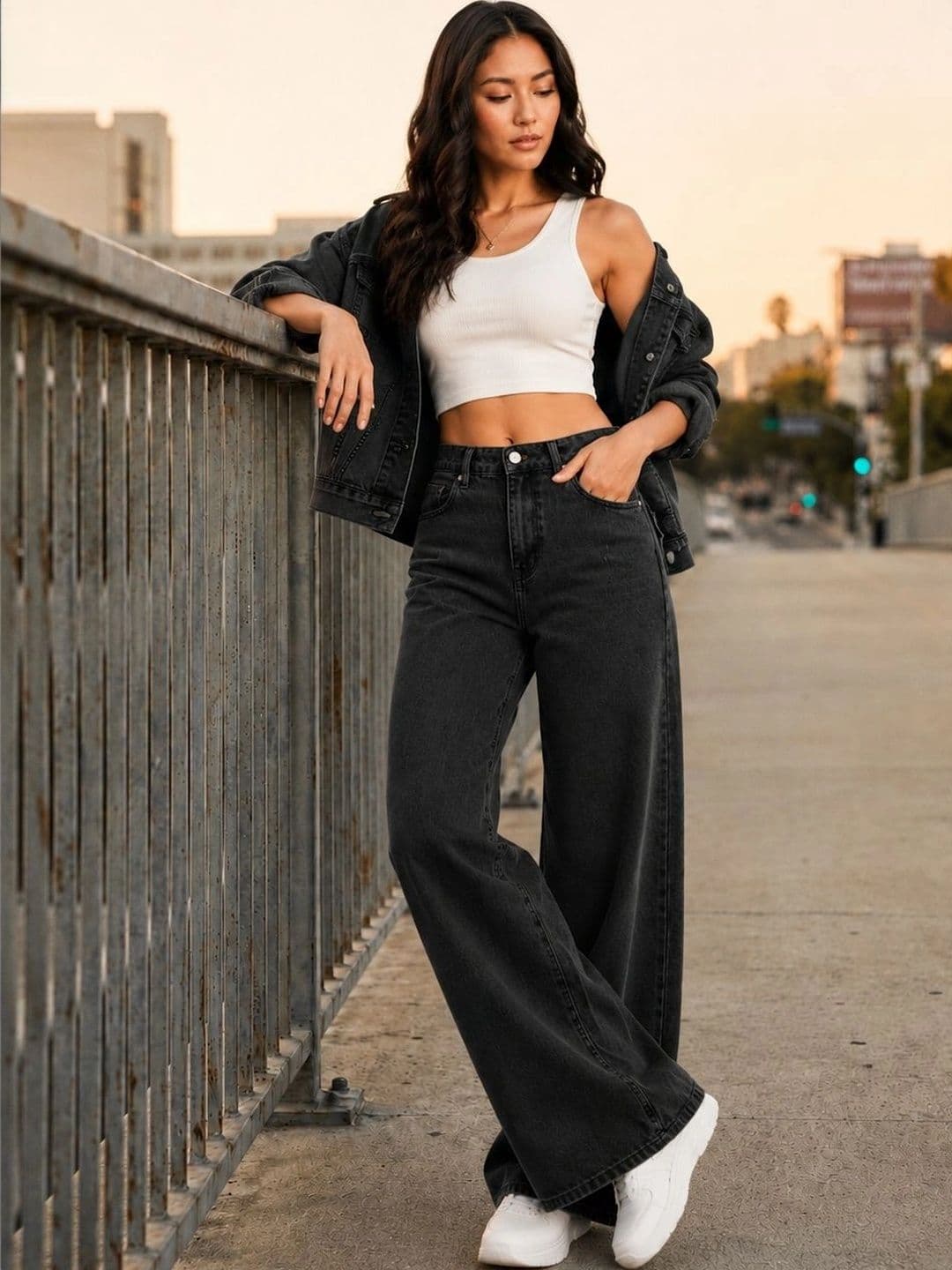 Mast & Harbour Women Comfort Wide Leg High-Rise Stretchable Jeans - view 1