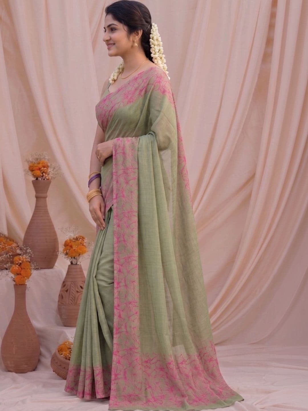 MAGNEITTA Pure Chiffon Designer Saree thumbnail 5