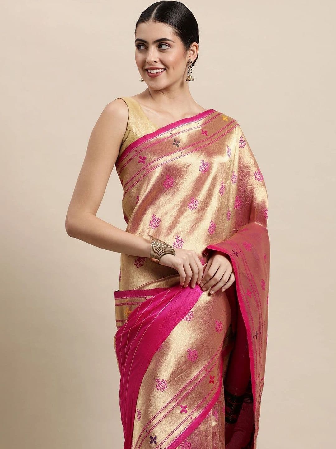 KALINI Woven Design Zari Art Silk Paithani Saree thumbnail 2