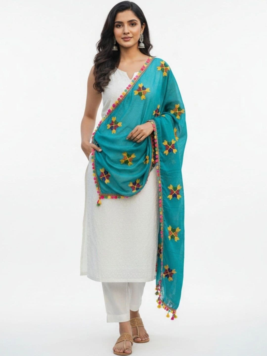 IVAARA Ethnic Motifs Embroidered Dupatta with Thread Work thumbnail 3
