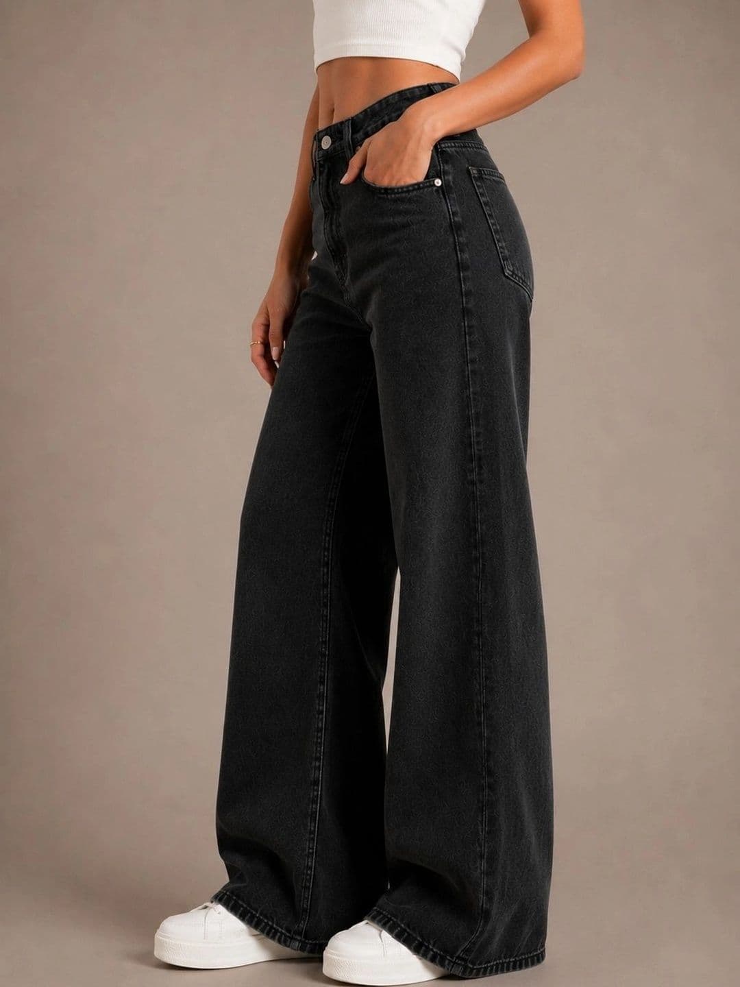Mast & Harbour Women Comfort Wide Leg High-Rise Stretchable Jeans thumbnail 3