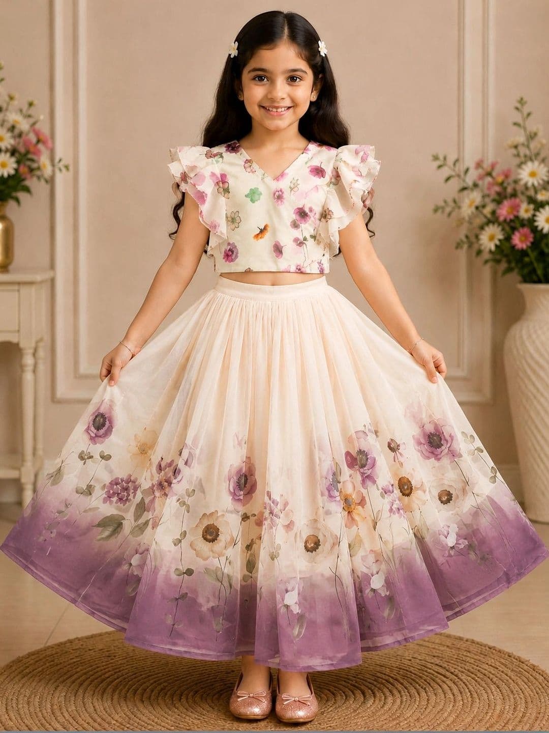 KALINI Girls Printed Ready to Wear Lehenga & - view 1