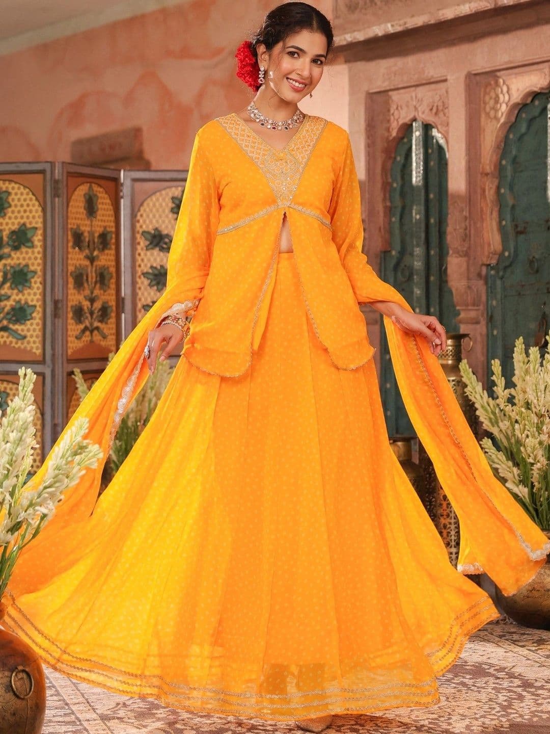 SCAKHI Embroidered Ready to Wear Lehenga & Blouse With Dupatta thumbnail 5