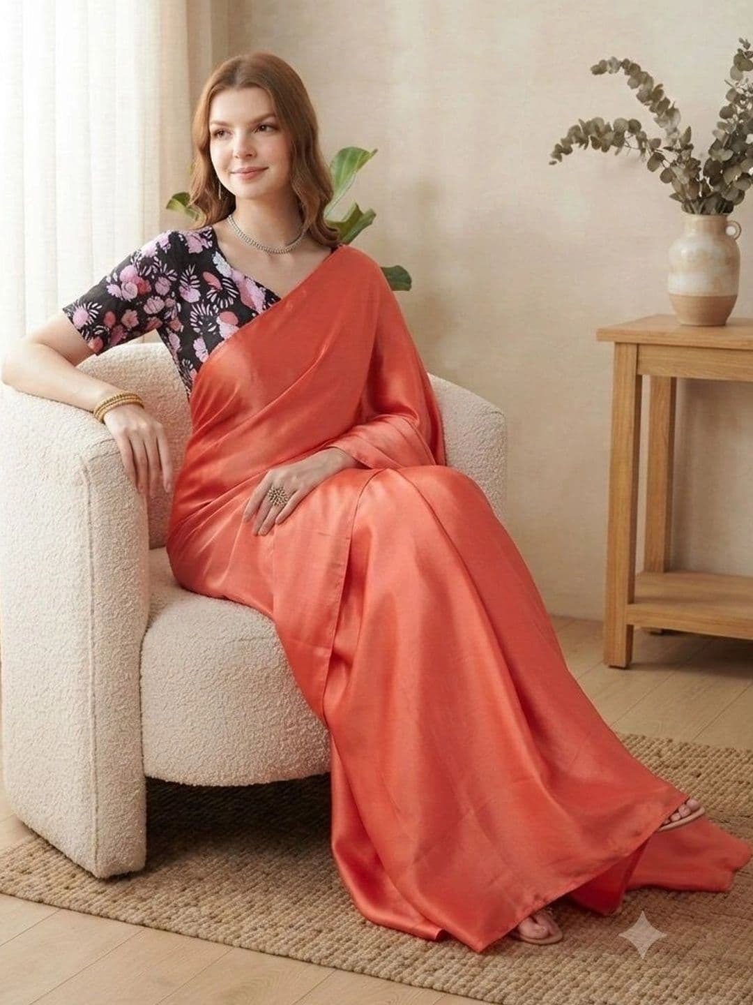 HERE&NOW Satin Saree thumbnail 4