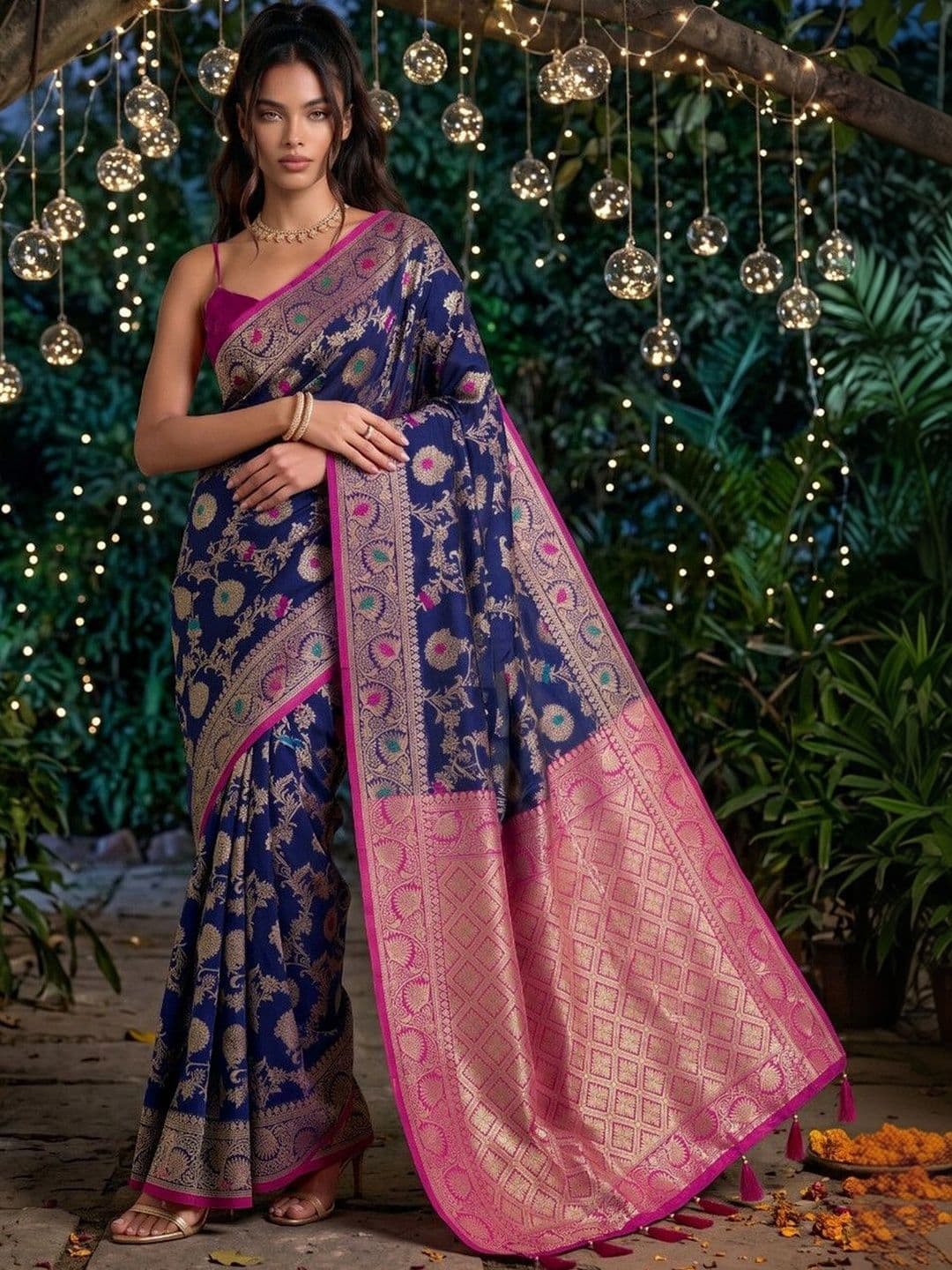 SAARA Woven Design Zari Silk Blend Saree - view 1