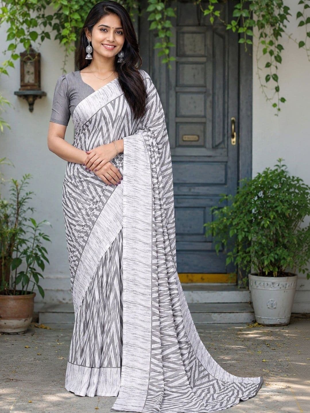 NARIVESH TRENDS Ethnic Motifs Poly Georgette Saree - view 1
