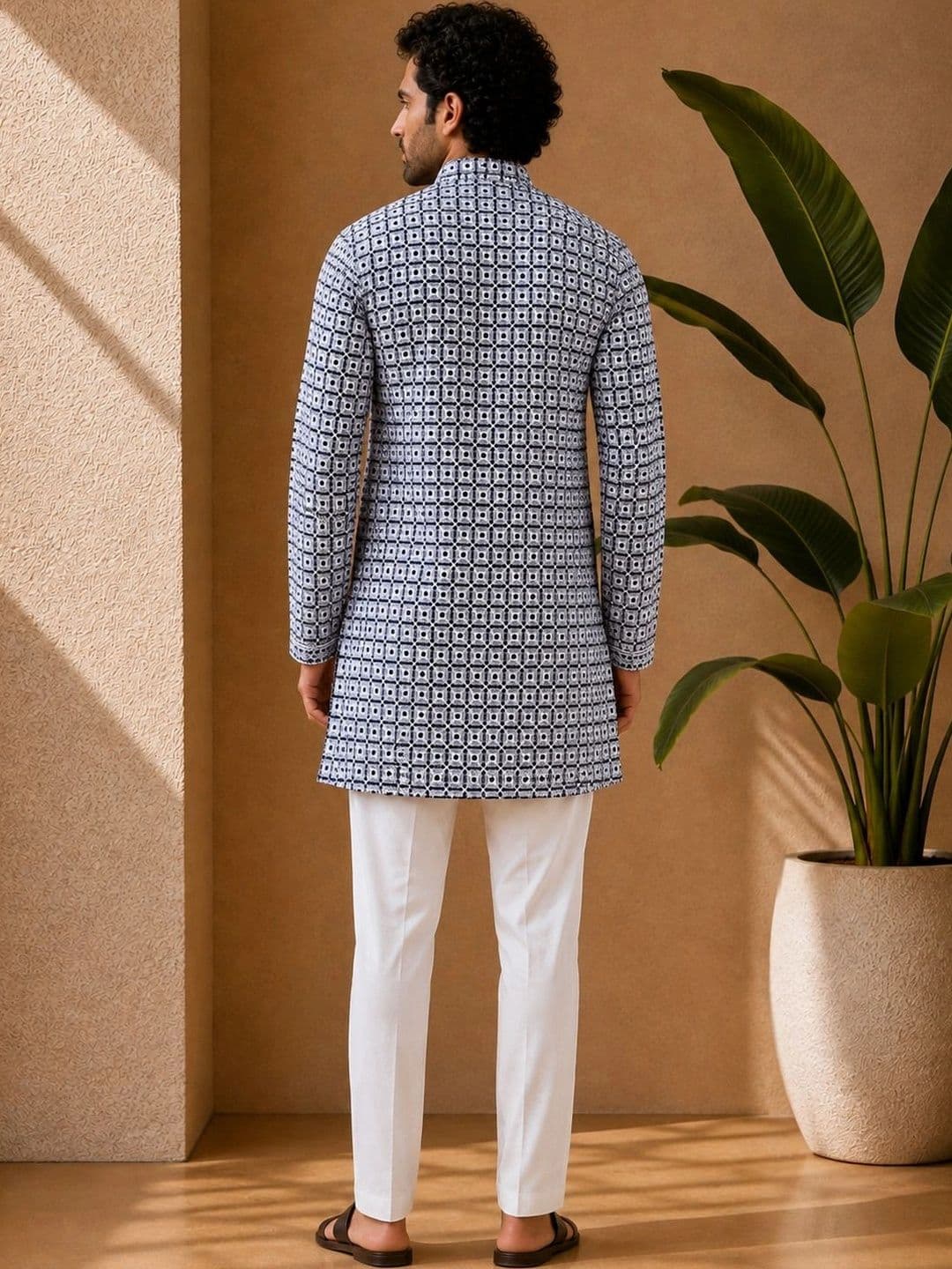 House of Pataudi Men Geometric Printed Kurta thumbnail 4