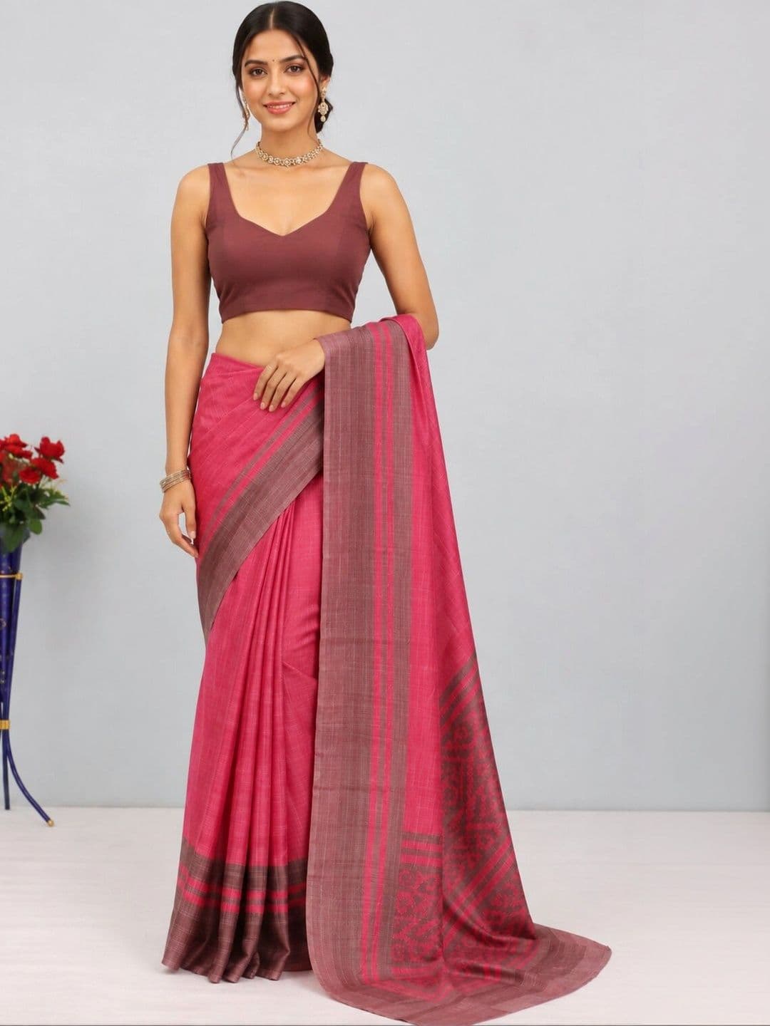 Anouk Striped Art Silk Designer Saree thumbnail 2