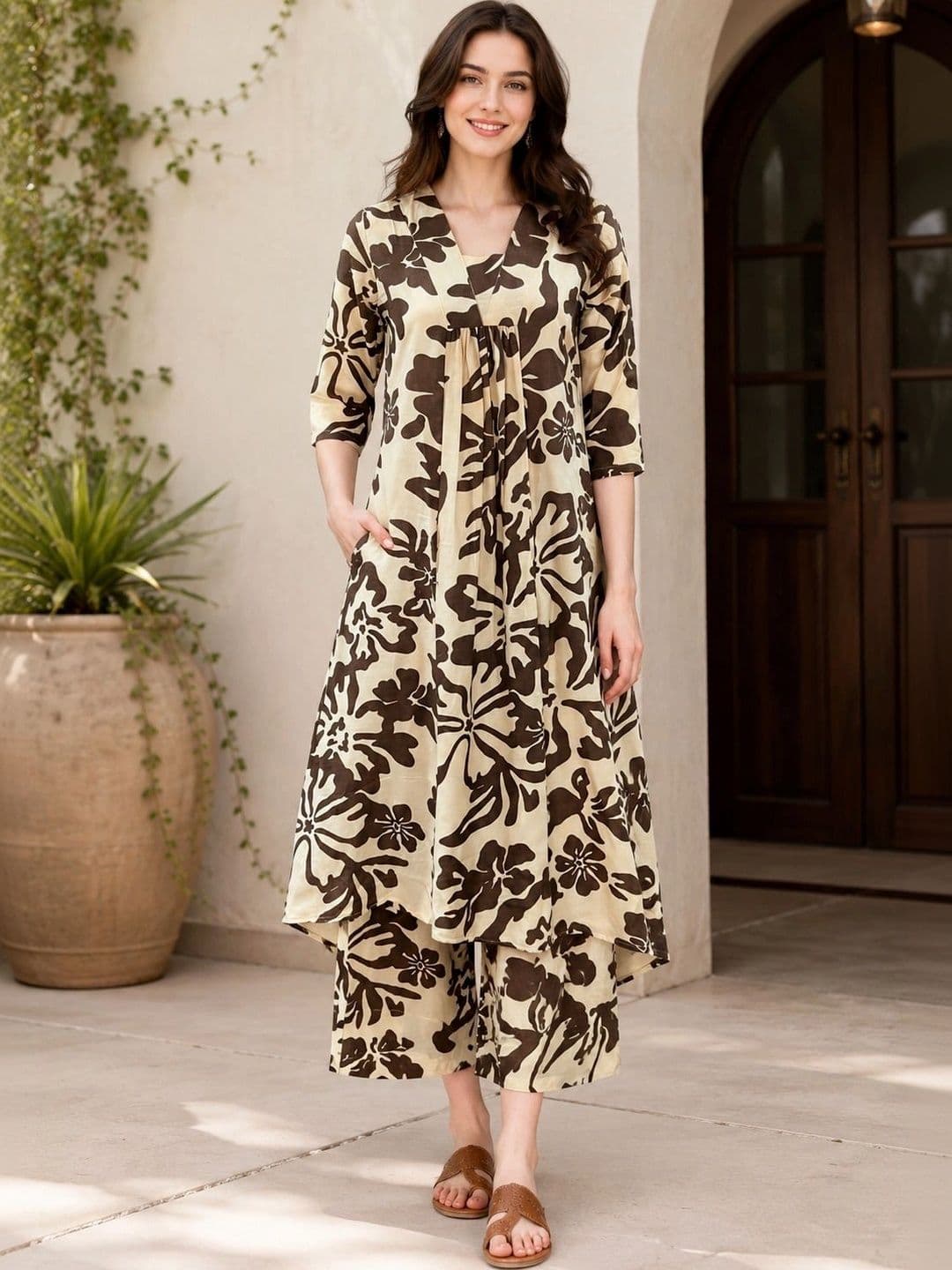 NEW ETHNIC 4 YOU Women Floral Printed Regular Kurta with Palazzos - view 1
