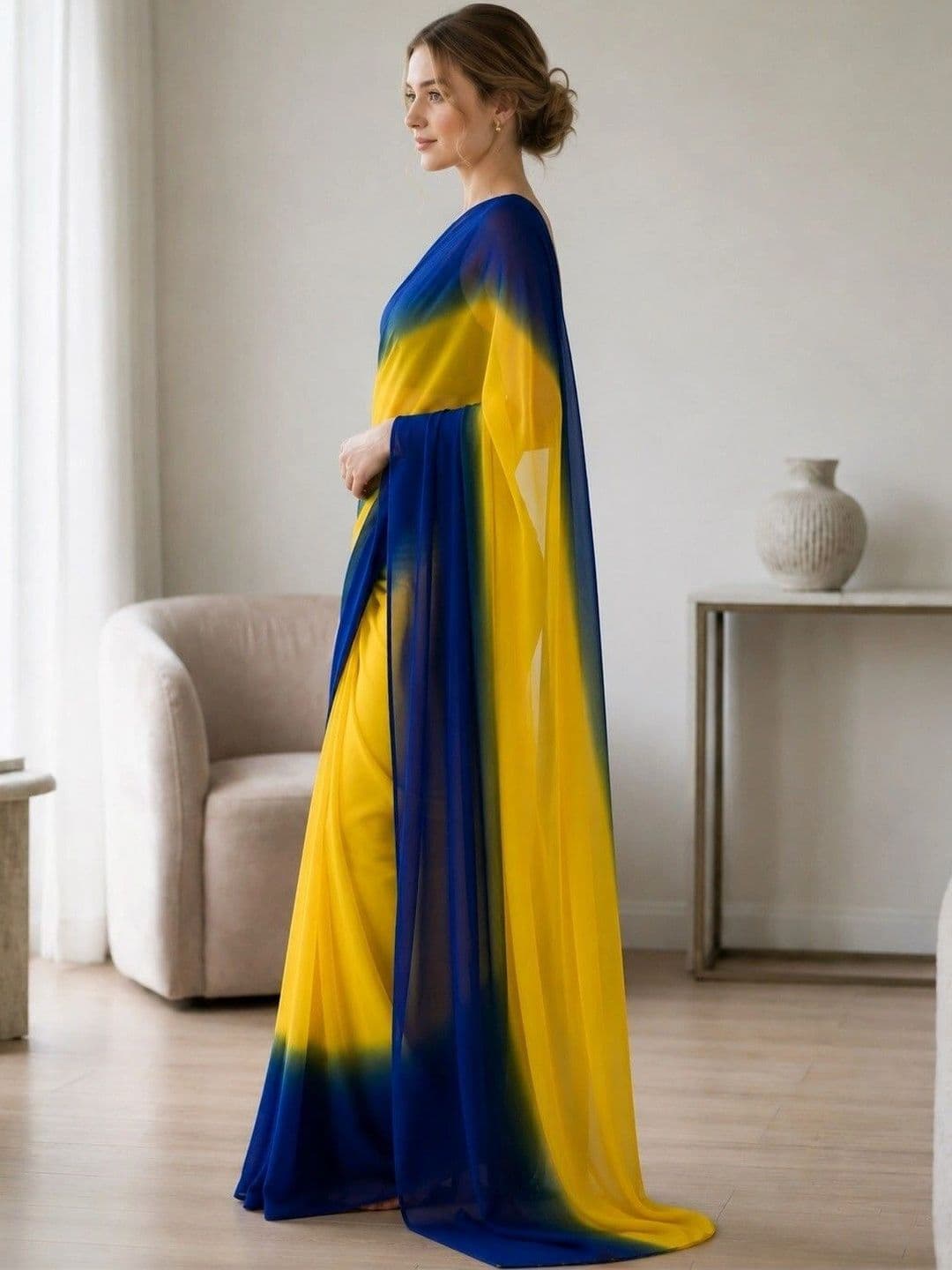 HERE&NOW Ombre Poly Georgette Saree thumbnail 3