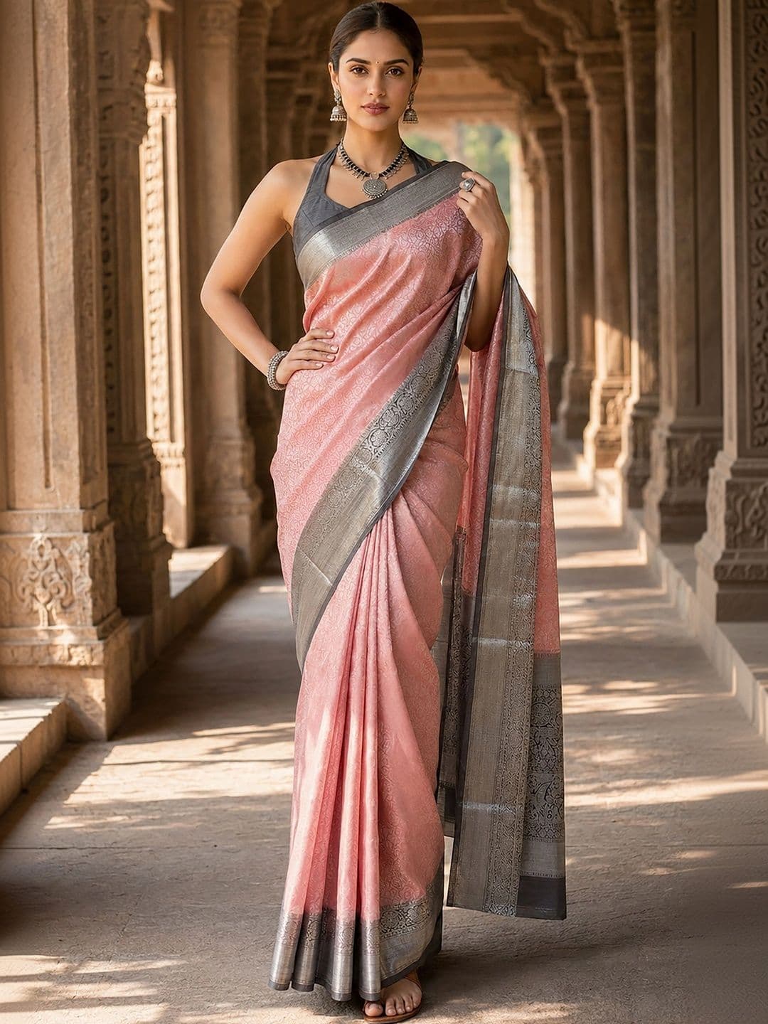 Mitera Woven Design Zari Silk Blend Designer Banarasi Saree - view 1
