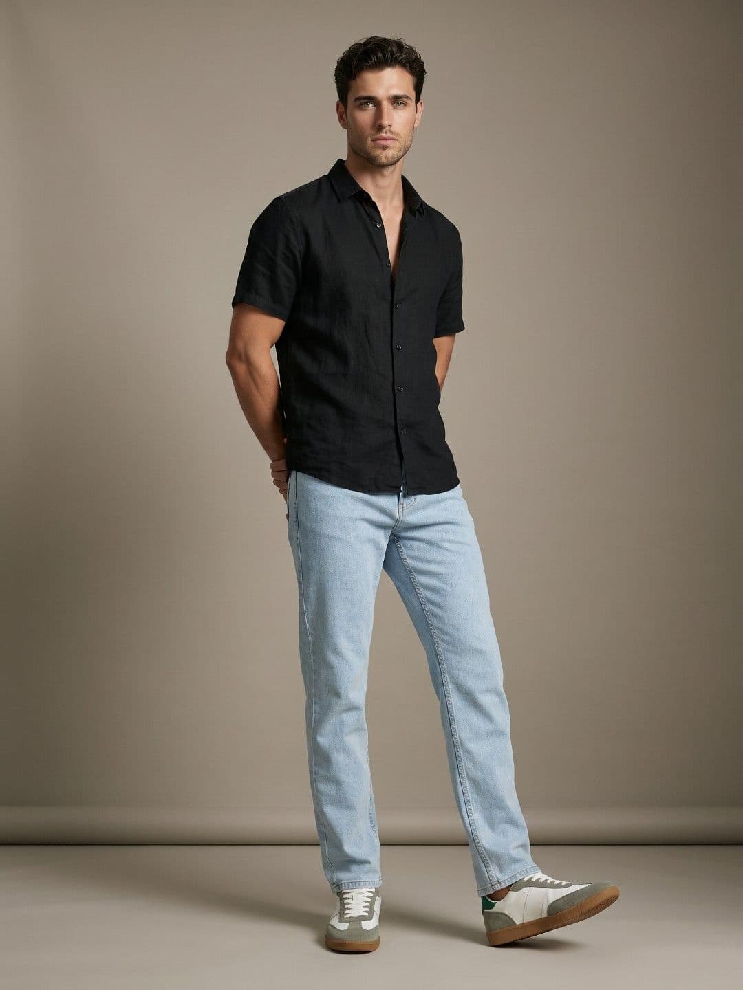 glitchez Men Straight Fit Mid-Rise Light Fade Stretchable Jeans thumbnail 4