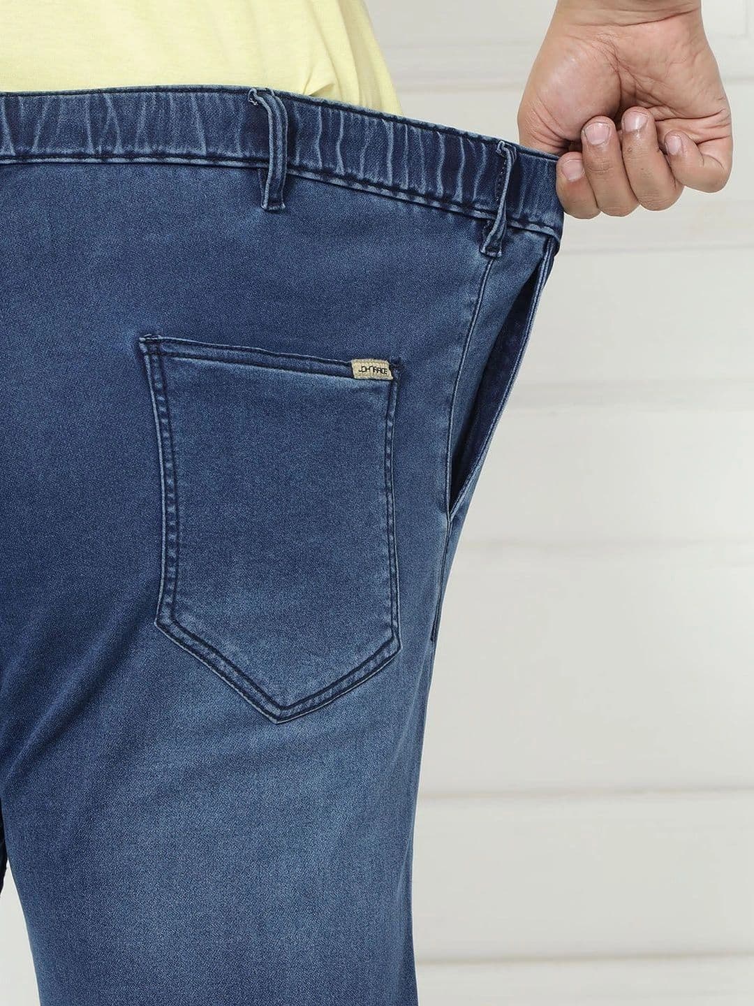 John Pride Plus Size Men Mid-Rise Stretchable Elasticated Waist Light Blue Jogger Jeans thumbnail 7