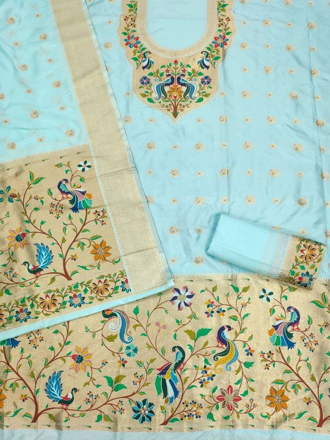 KALINI Pure Silk Unstitched Dress Material thumbnail 2