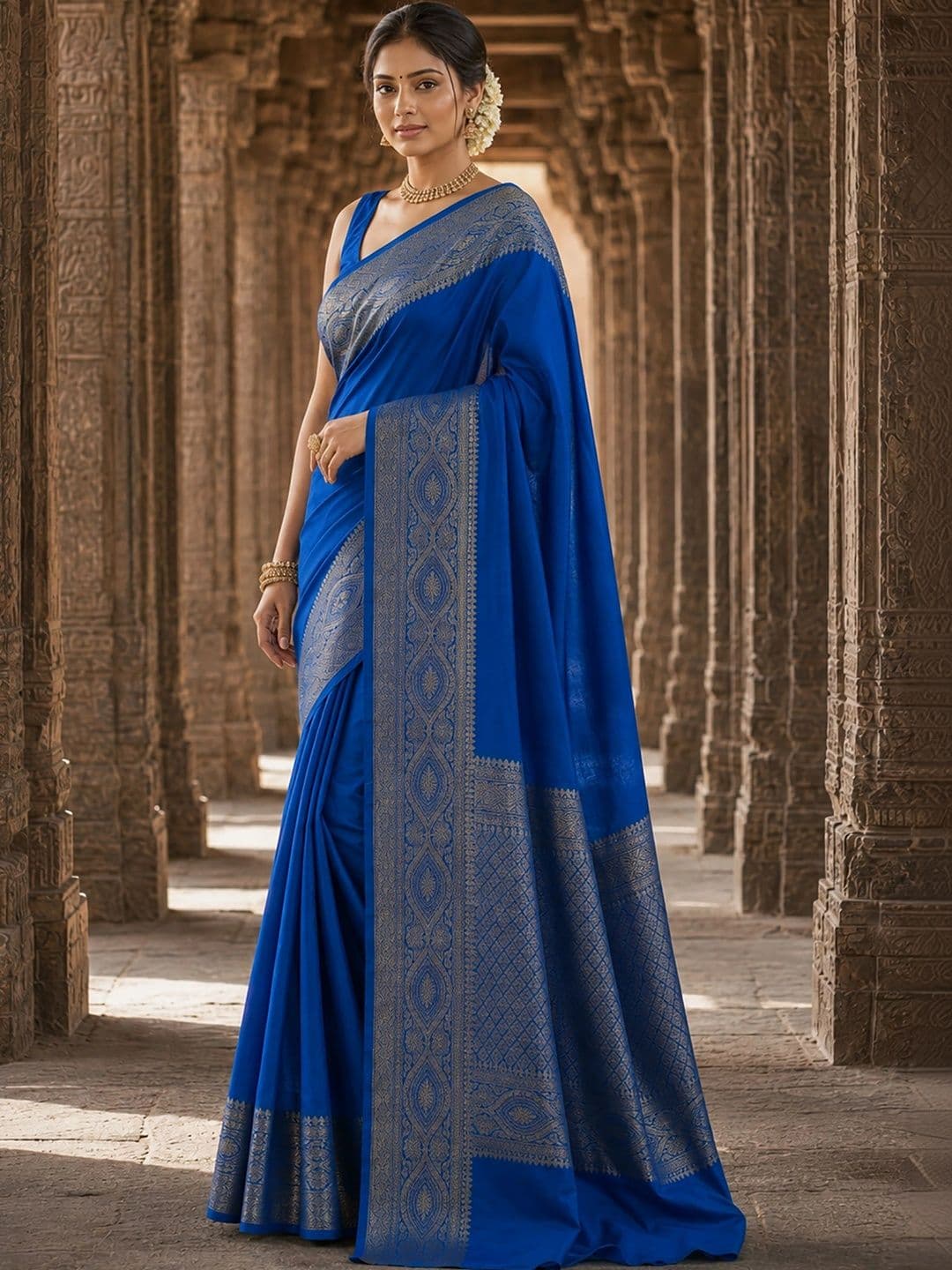 Mitera Woven Design Zari Silk Blend Designer Banarasi Saree thumbnail 2