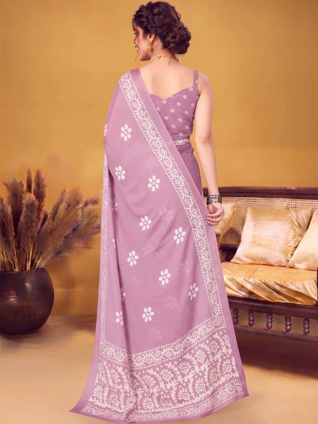 MAGNEITTA Floral Pure Chiffon Designer Saree thumbnail 5