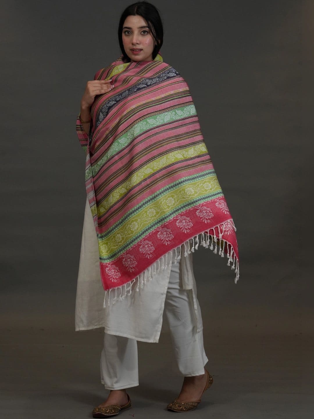 S.T. Women Ethnic Motifs Woven Design Acrylic Shawl thumbnail 4
