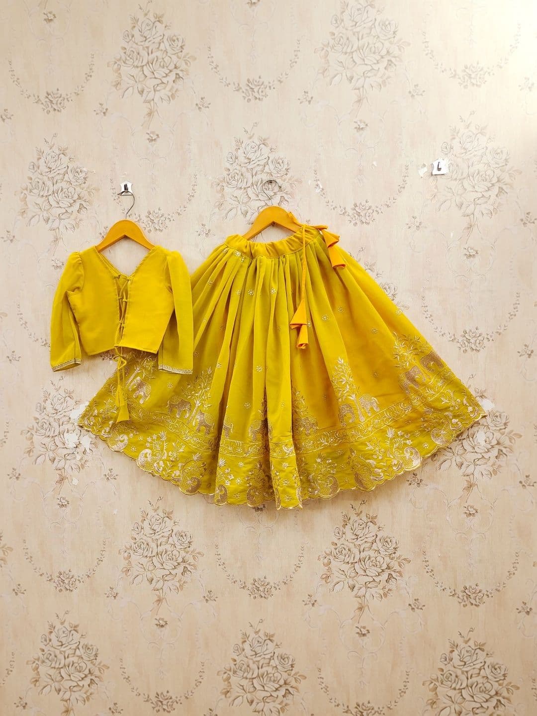 KALINI Girls Embroidered Thread Work Ready to Wear Lehenga & thumbnail 3