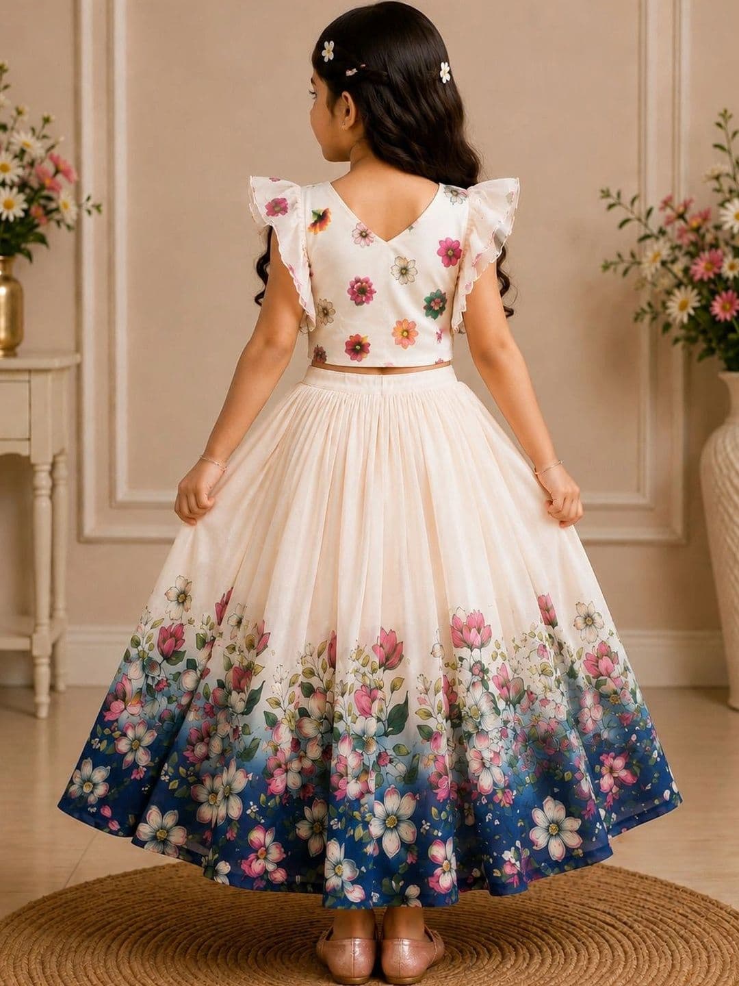 KALINI Girls Printed Ready to Wear Lehenga & thumbnail 4