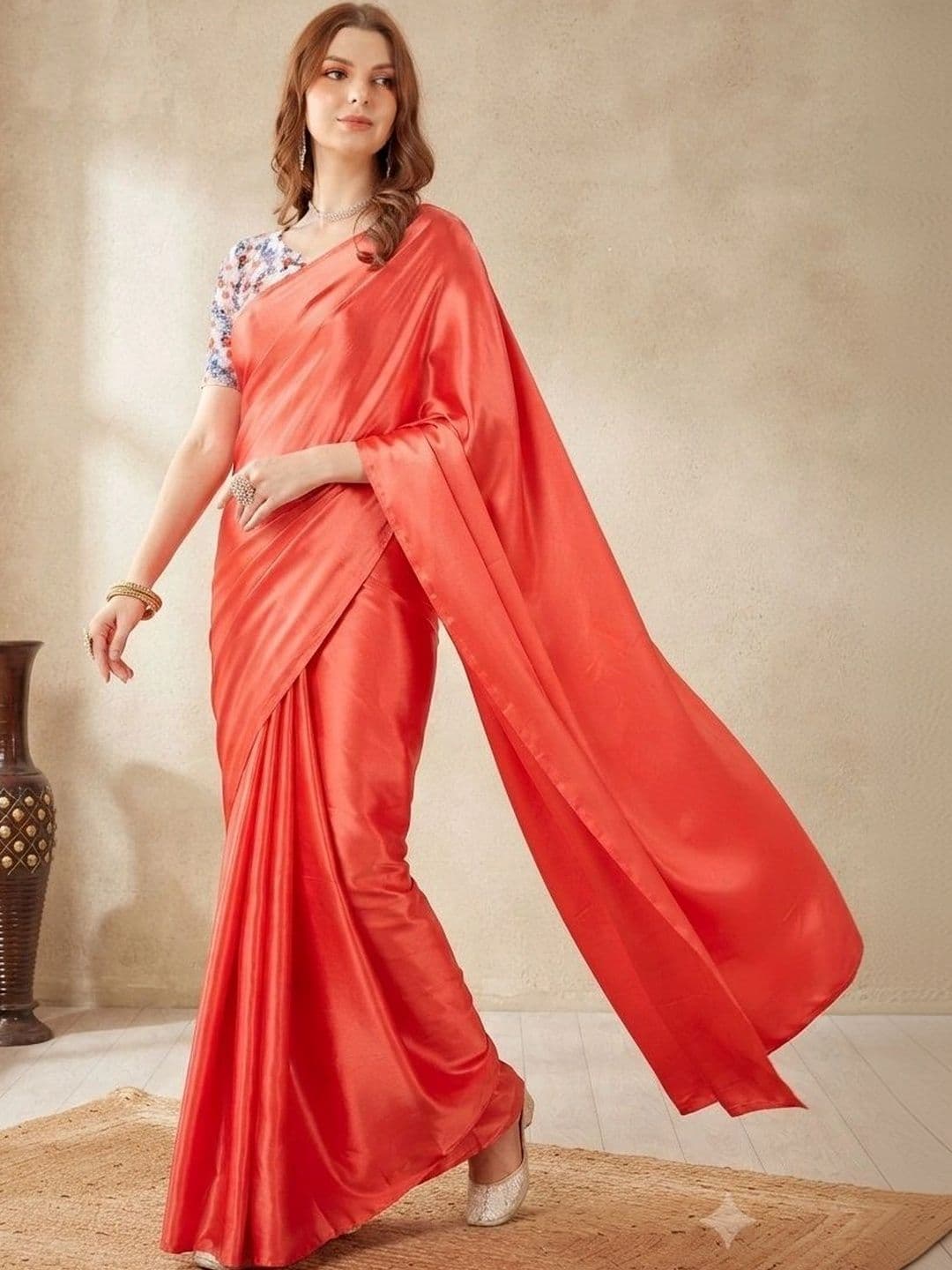 HERE&NOW Satin Saree thumbnail 4
