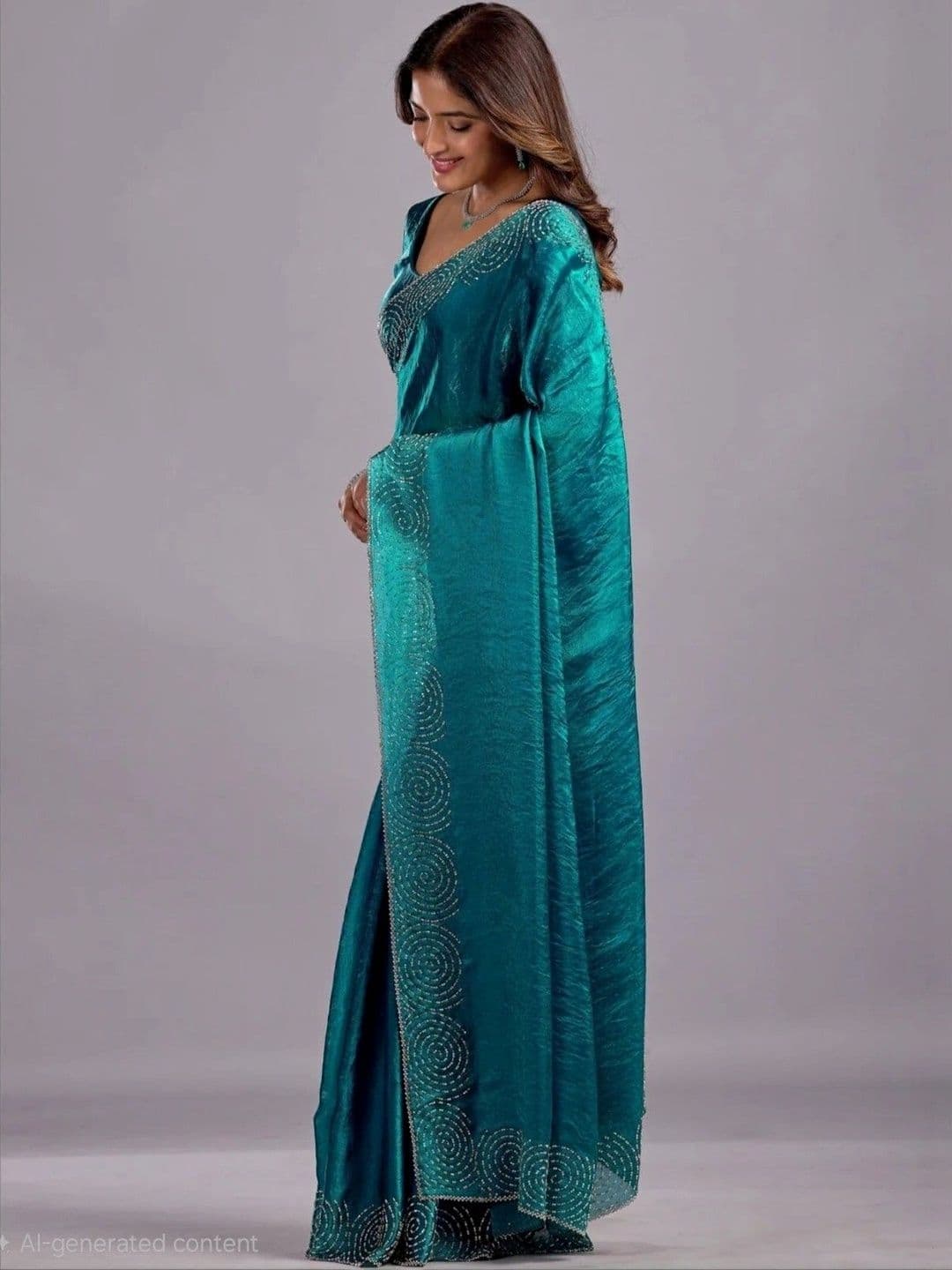 shreevali creation Embellished Satin Saree thumbnail 2