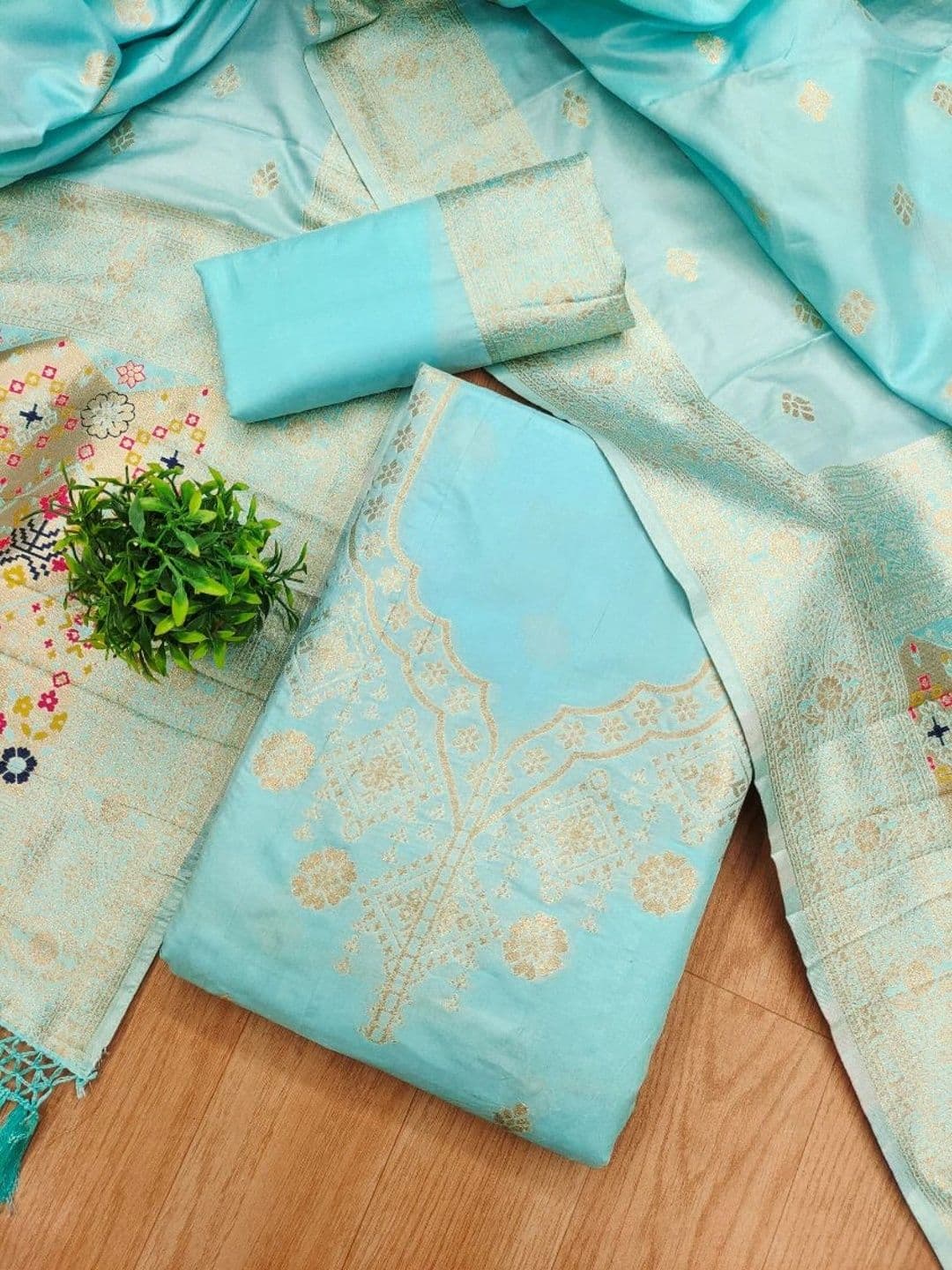 KALINI Pure Silk Unstitched Dress Material - view 1