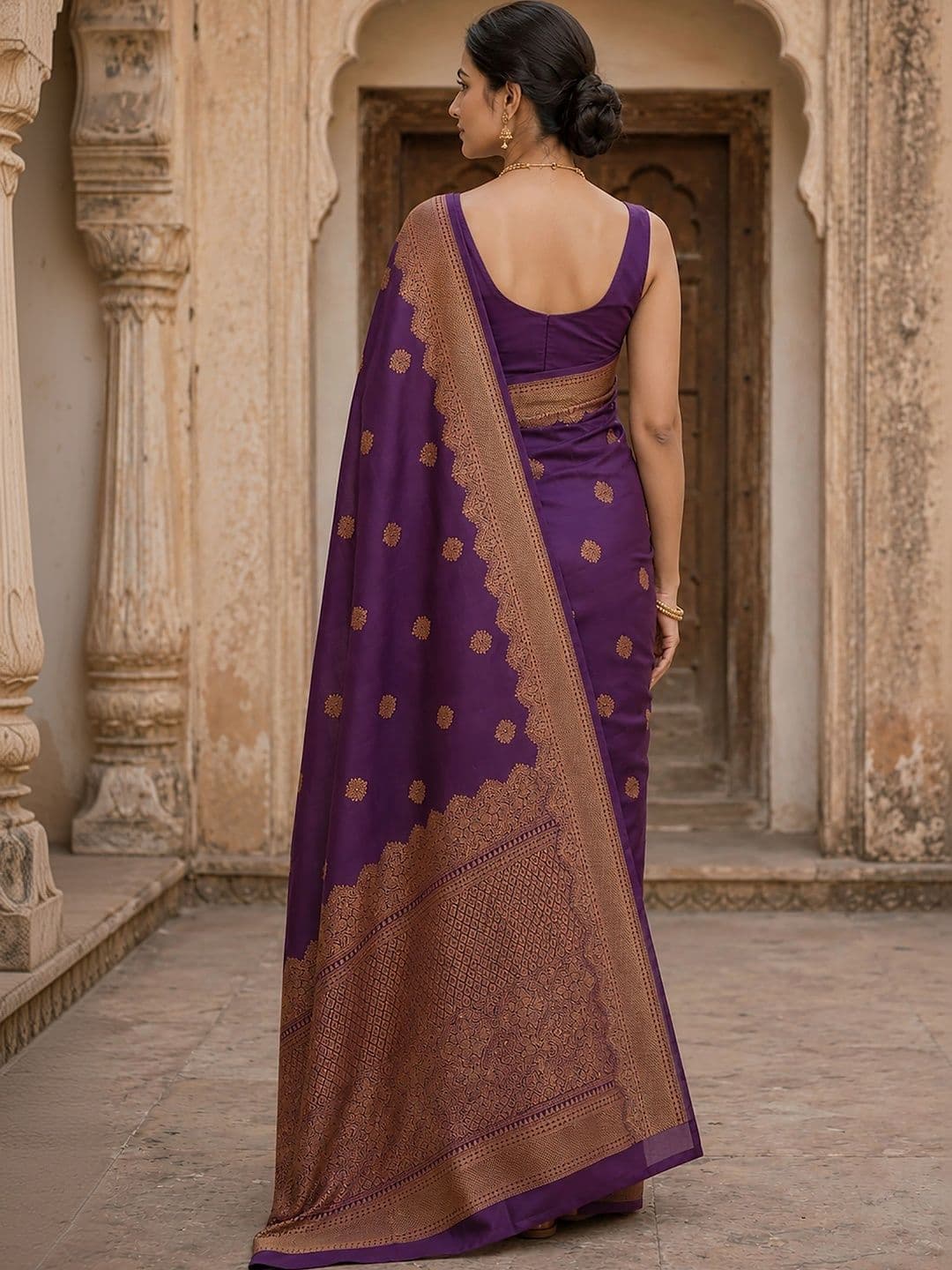 Mitera Woven Design Zari Silk Blend Designer Banarasi Saree thumbnail 3
