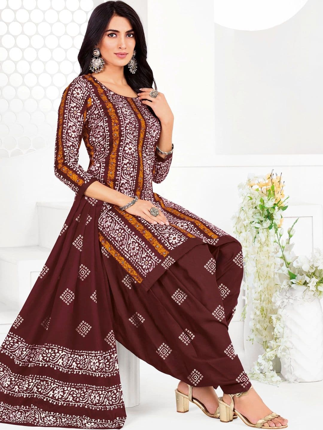 shree jeenmata collection Printed Pure Cotton Unstitched Dress Material - view 1