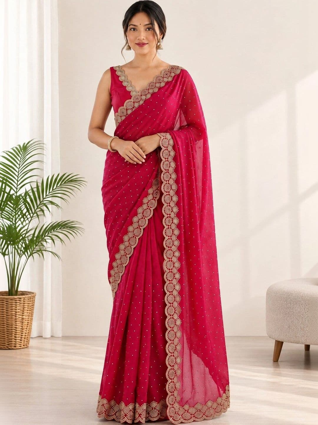 shreevali creation Embellished Satin Saree - view 1