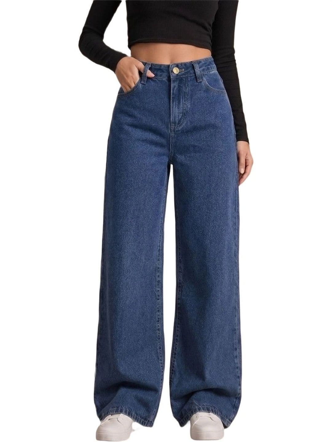 Mast & Harbour Women Comfort Wide Leg High-Rise Light Fade Stretchable Jeans - view 1