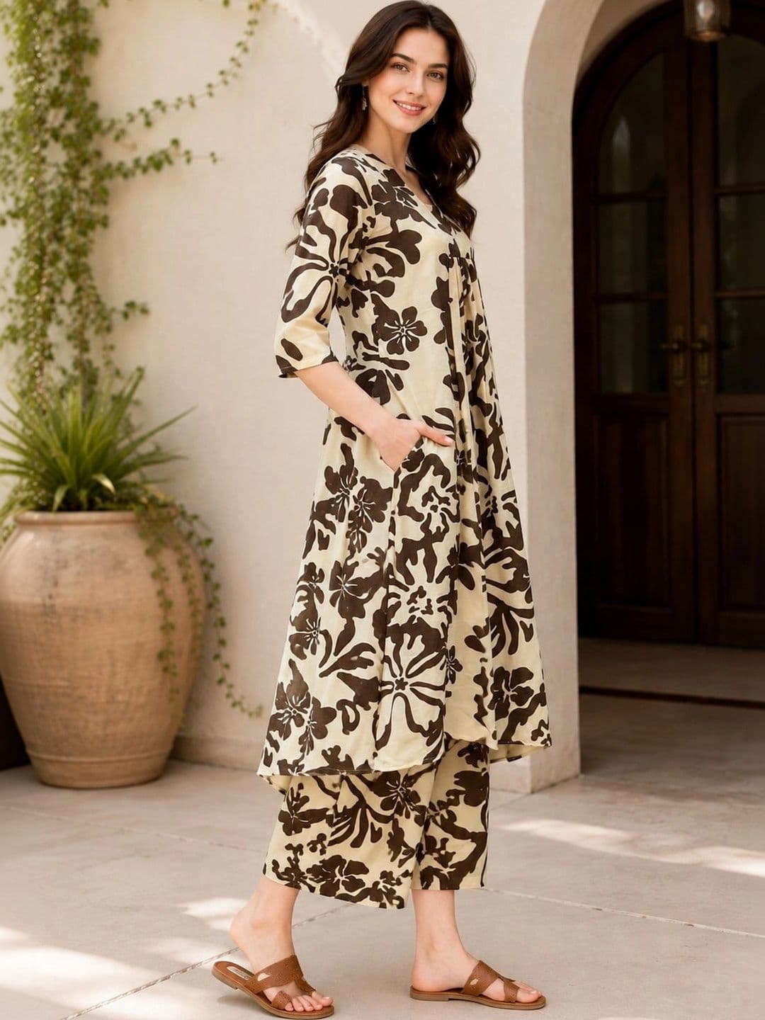 NEW ETHNIC 4 YOU Women Floral Printed Regular Kurta with Palazzos thumbnail 4