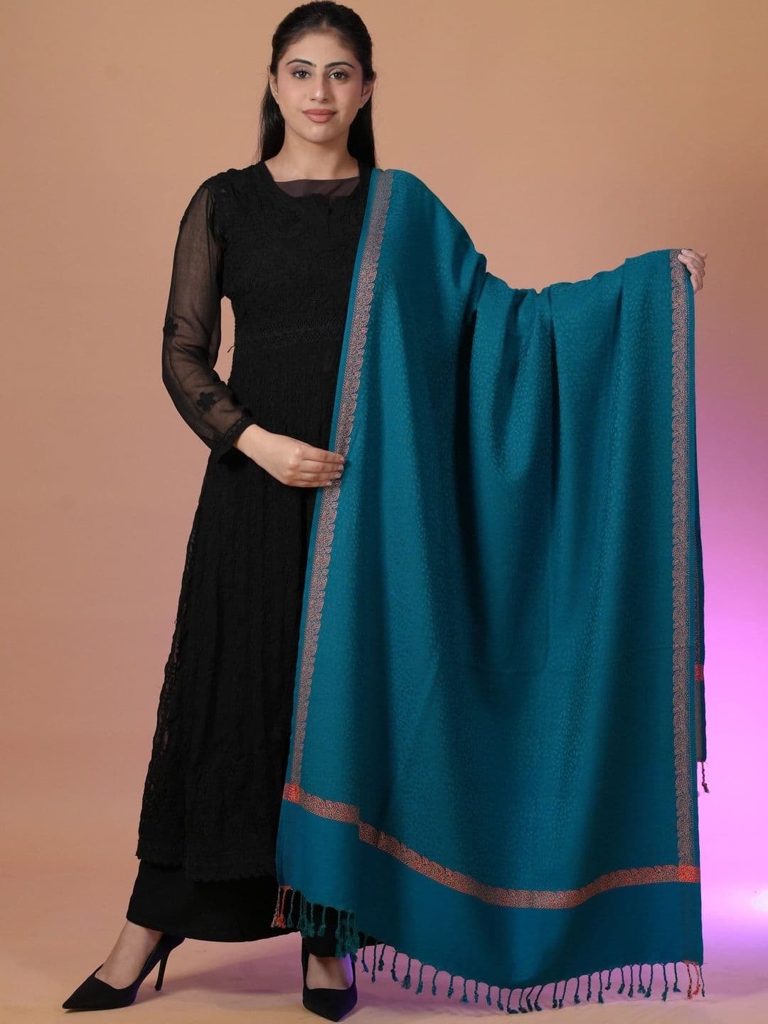 S.T. Women Ethnic Motifs Woven Design Acrylic Shawl - view 1
