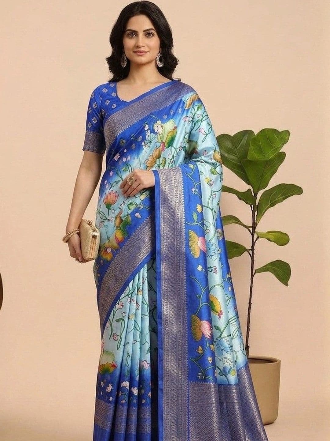 NARIVESH TRENDS Silk Blend Saree - view 1