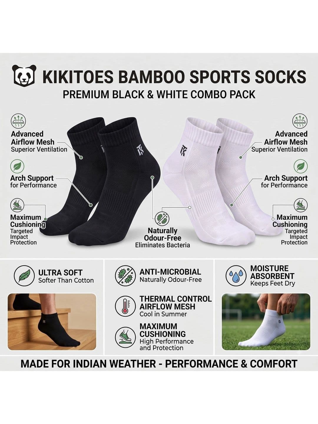 Kikitoes Men Pack of 2 Assorted Ankle Length Socks thumbnail 5