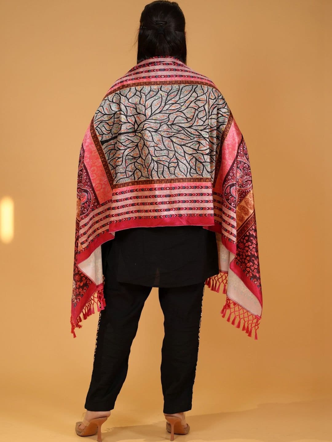 S.T. Women Floral Printed Velvet Shawl thumbnail 4