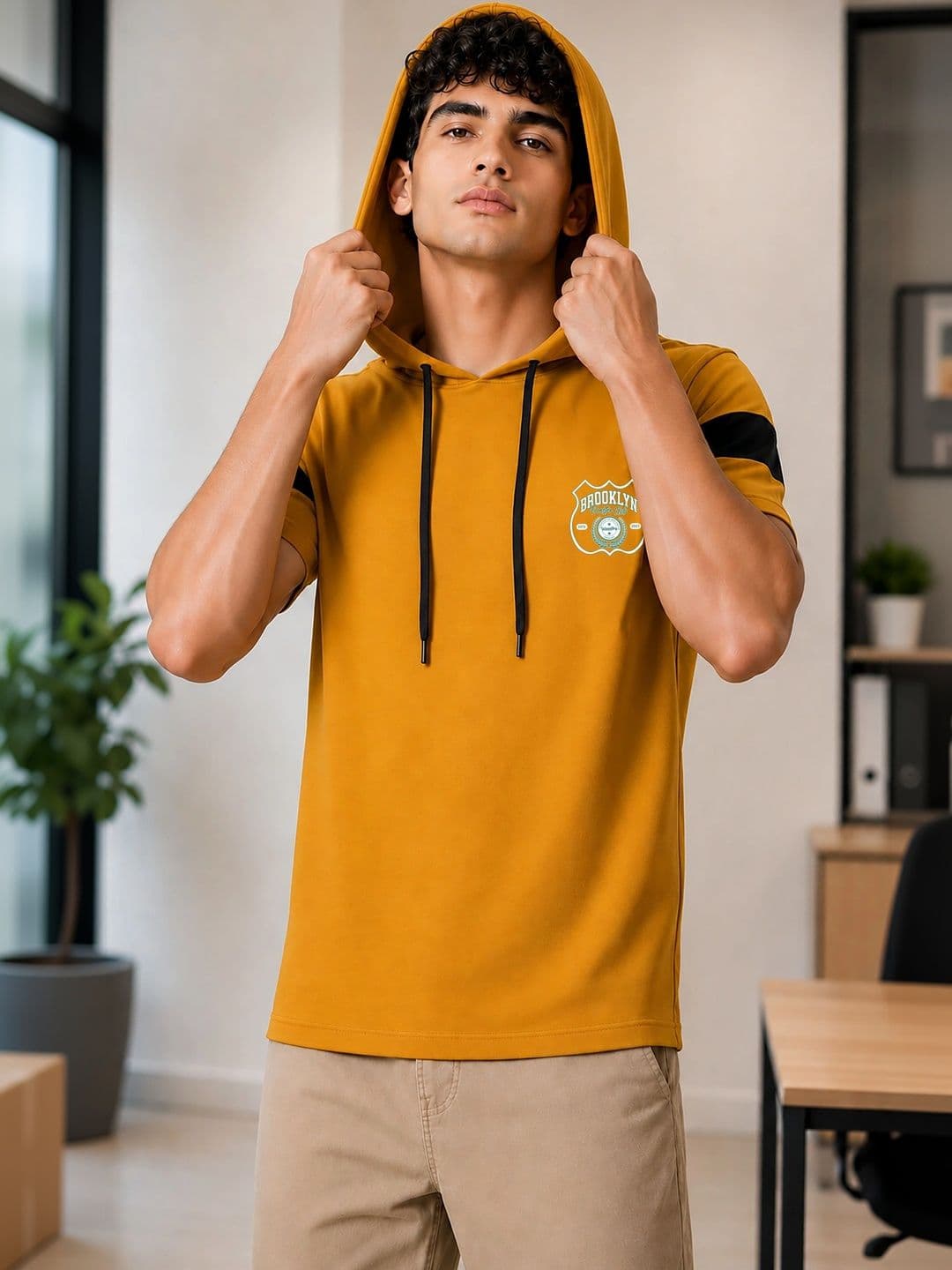 SKY HARBOAR Men Printed Hooded T-shirt thumbnail 5