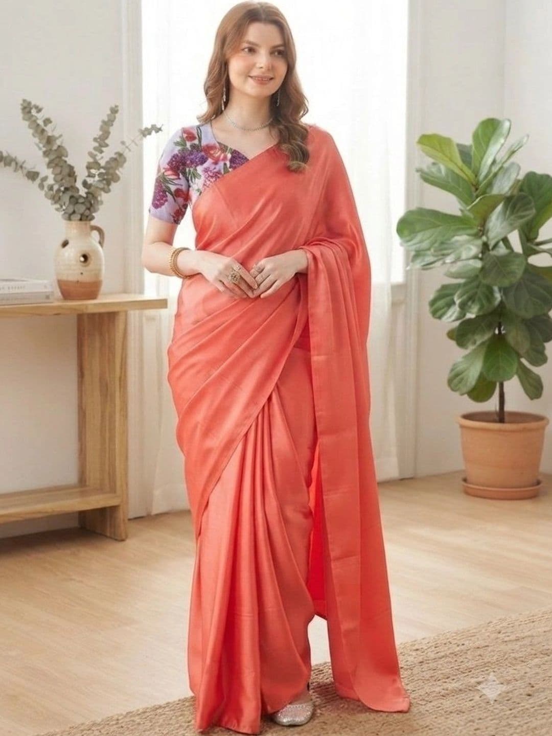 HERE&NOW Satin Saree - view 1