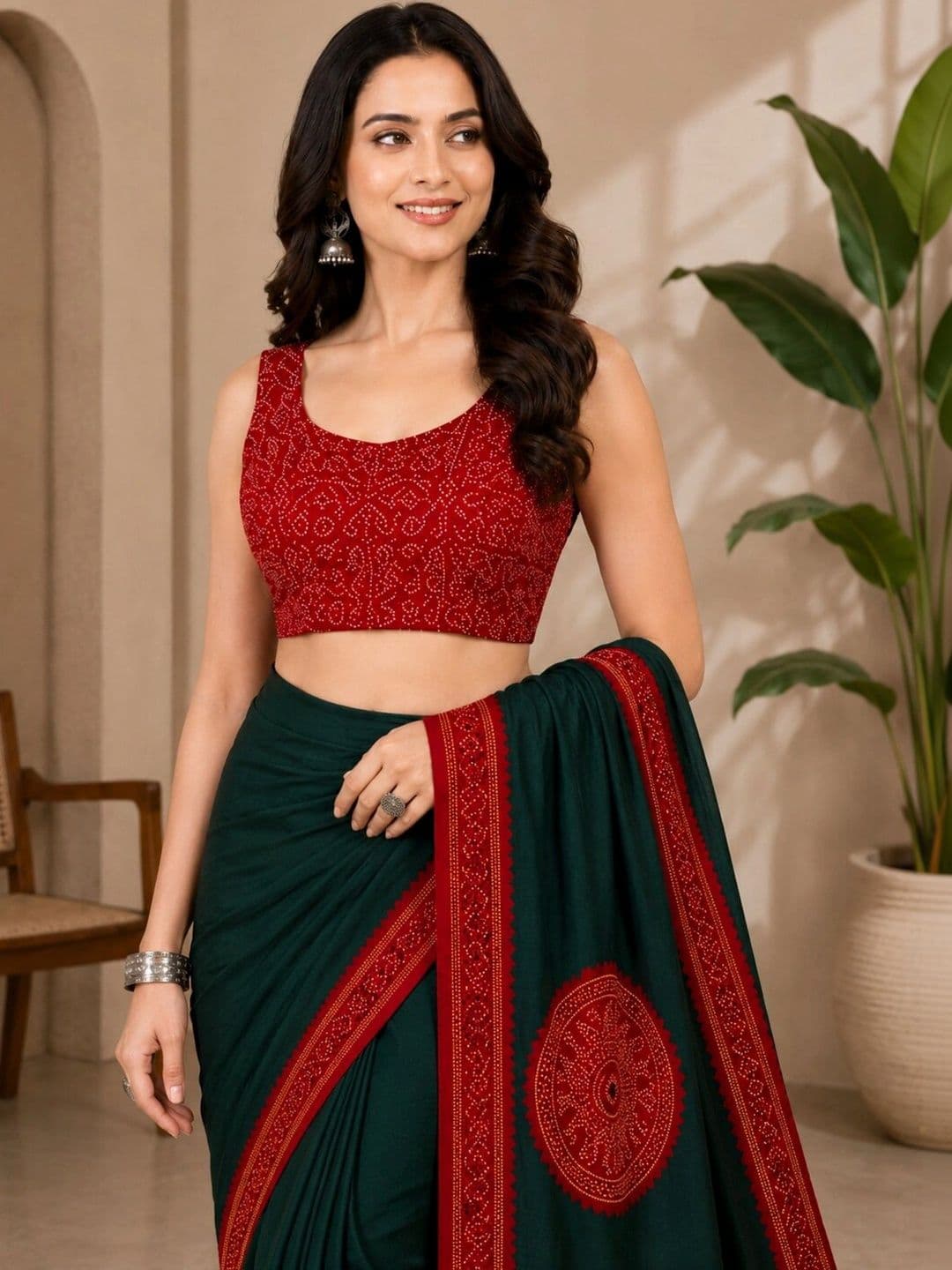 Anouk Bandhani Art Silk Designer Saree thumbnail 4