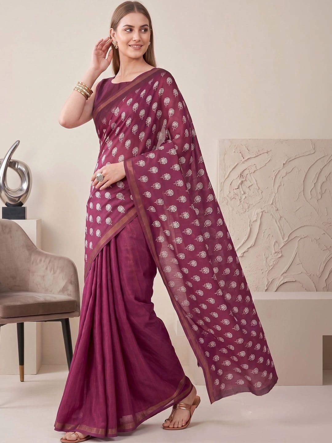 elora Floral Fusion Saree thumbnail 3