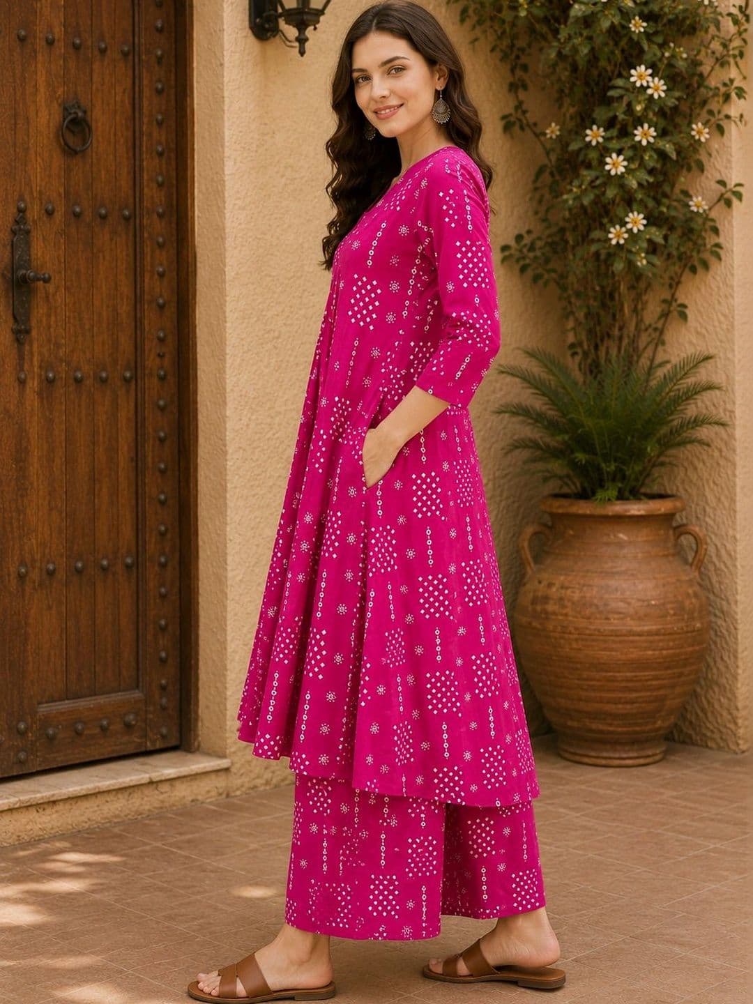 NEW ETHNIC 4 YOU Women Printed Regular Kurta with Palazzos thumbnail 5