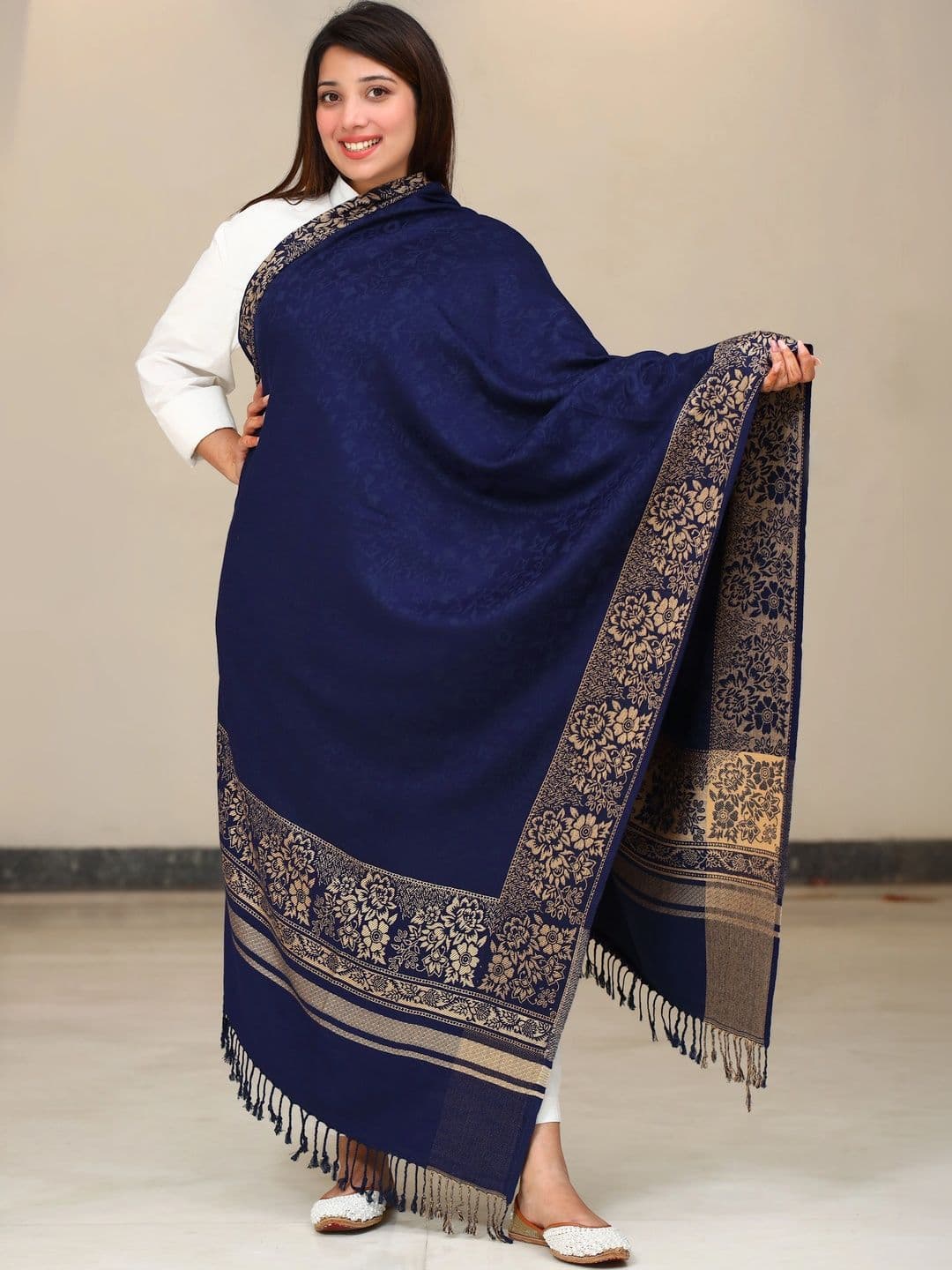S.T. Women Ethnic Motifs Woven Design Acrylic Shawl thumbnail 2
