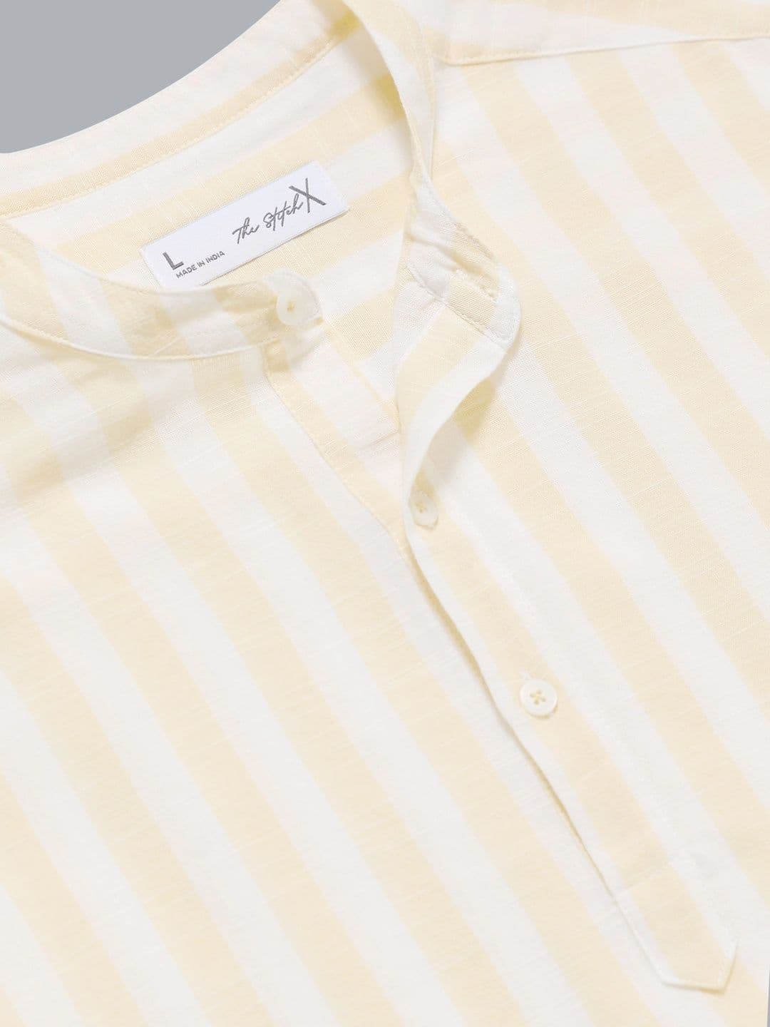 StitchX Men's Pure Cotton Striped Mandarin Collar Kurta Shirt thumbnail 5
