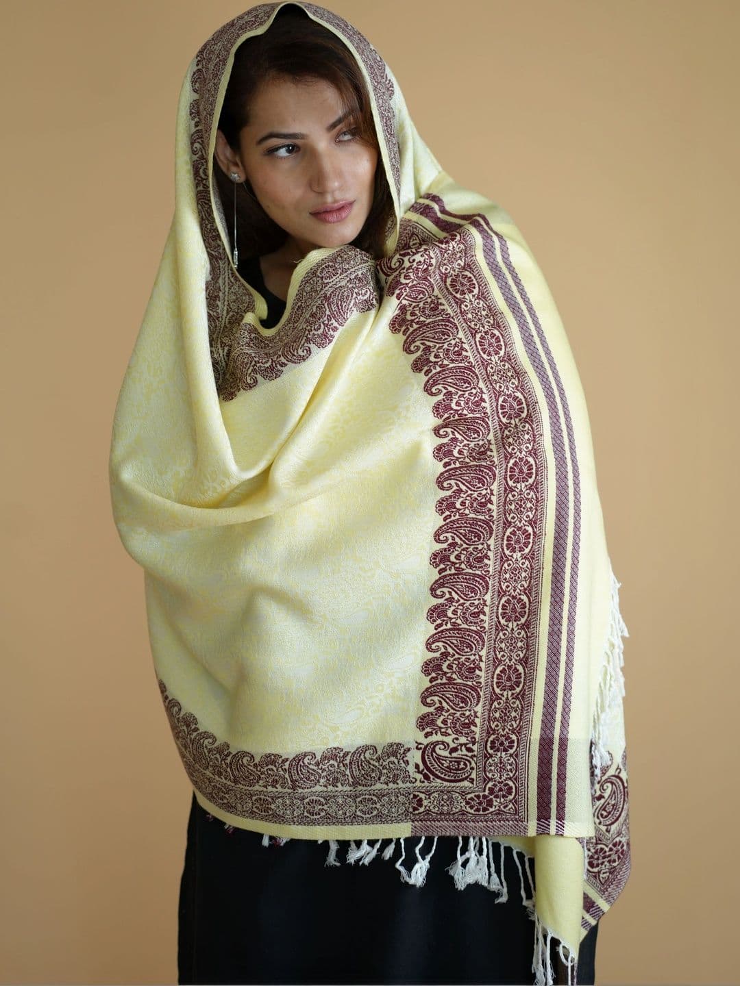 S.T. Women Paisley Woven Design Acrylic Shawl thumbnail 5