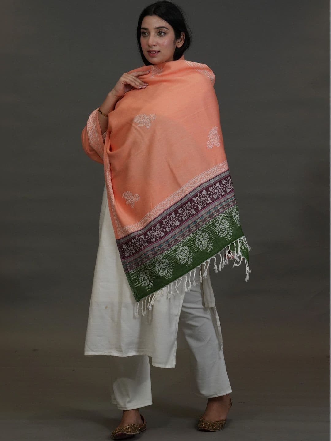 SHIFNEEN Women Ethnic Motifs Embroidered Acrylic Shawl thumbnail 4